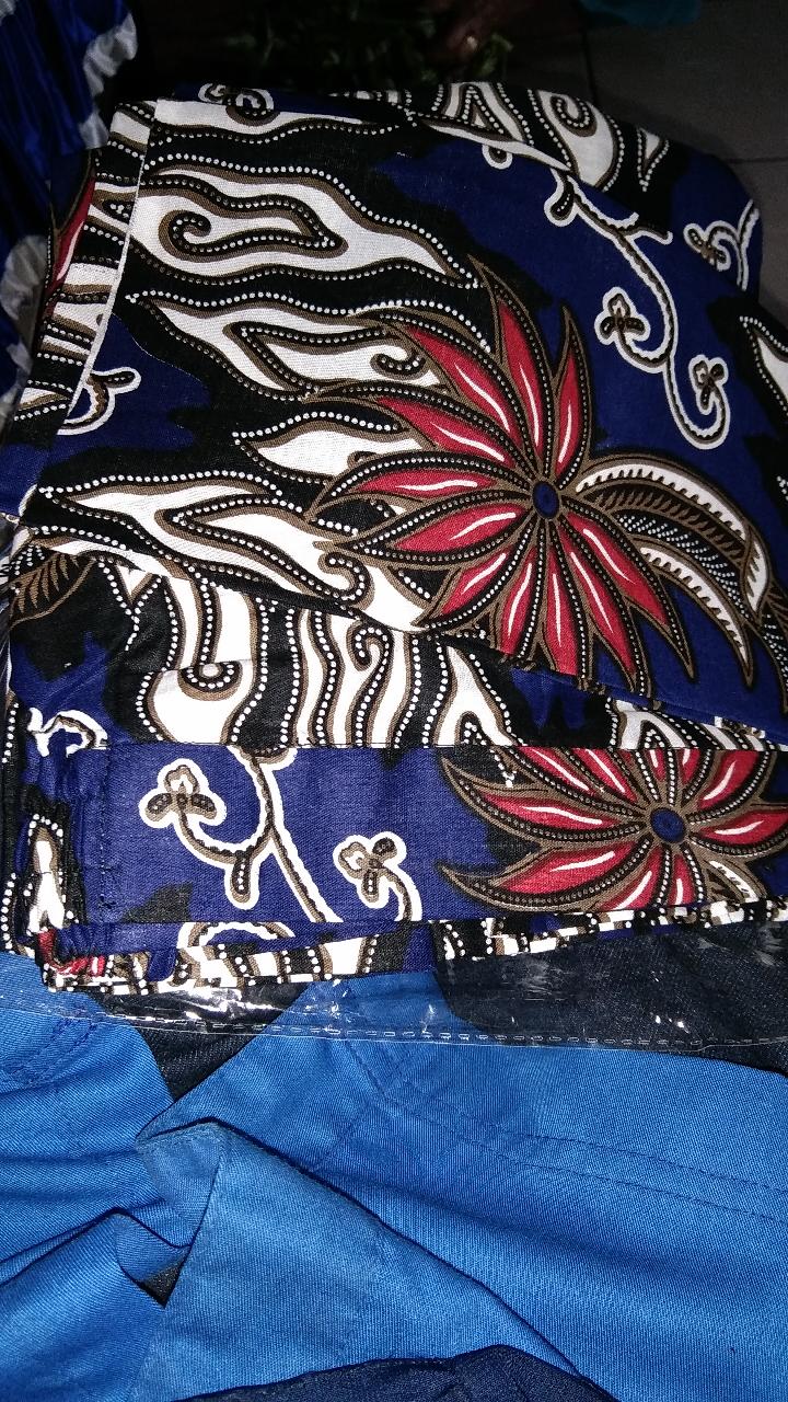 Set Couple Batik Muthia Navy (kemeja, Rok Span, Kebaya Muthia Navy Include Selendang)