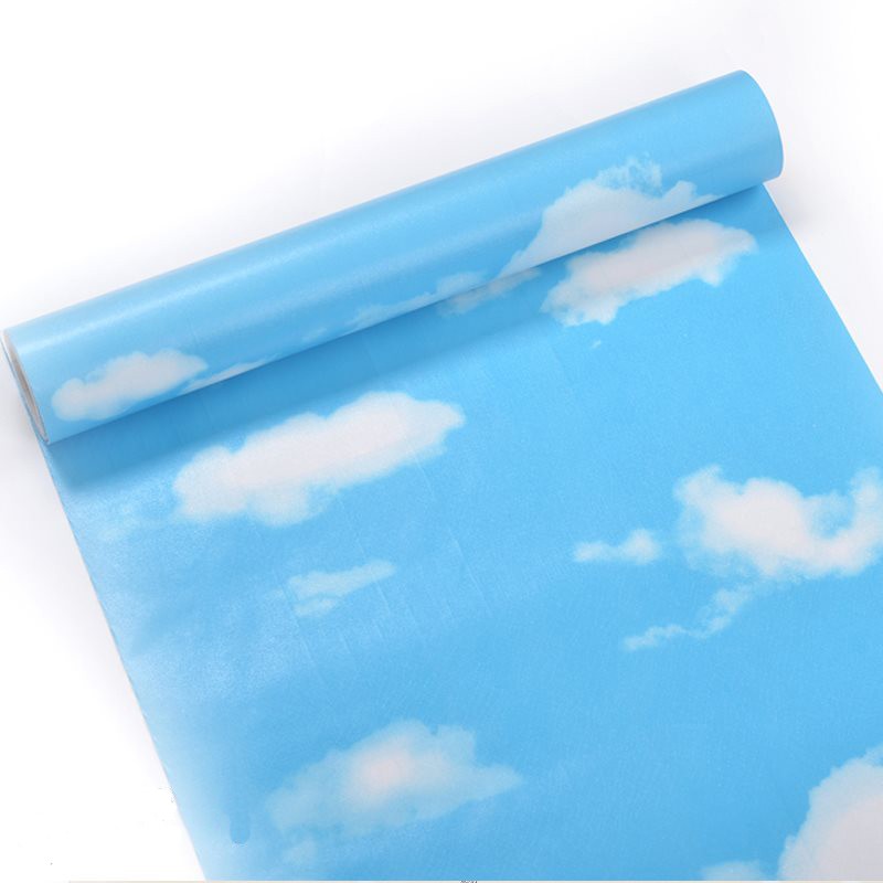Wallpaper stiker dinding hisan dinding rumah dekorasi rumah dinding dekorasi plafon dekorasi kamar anak motif awan ukuran 45cmx9meter