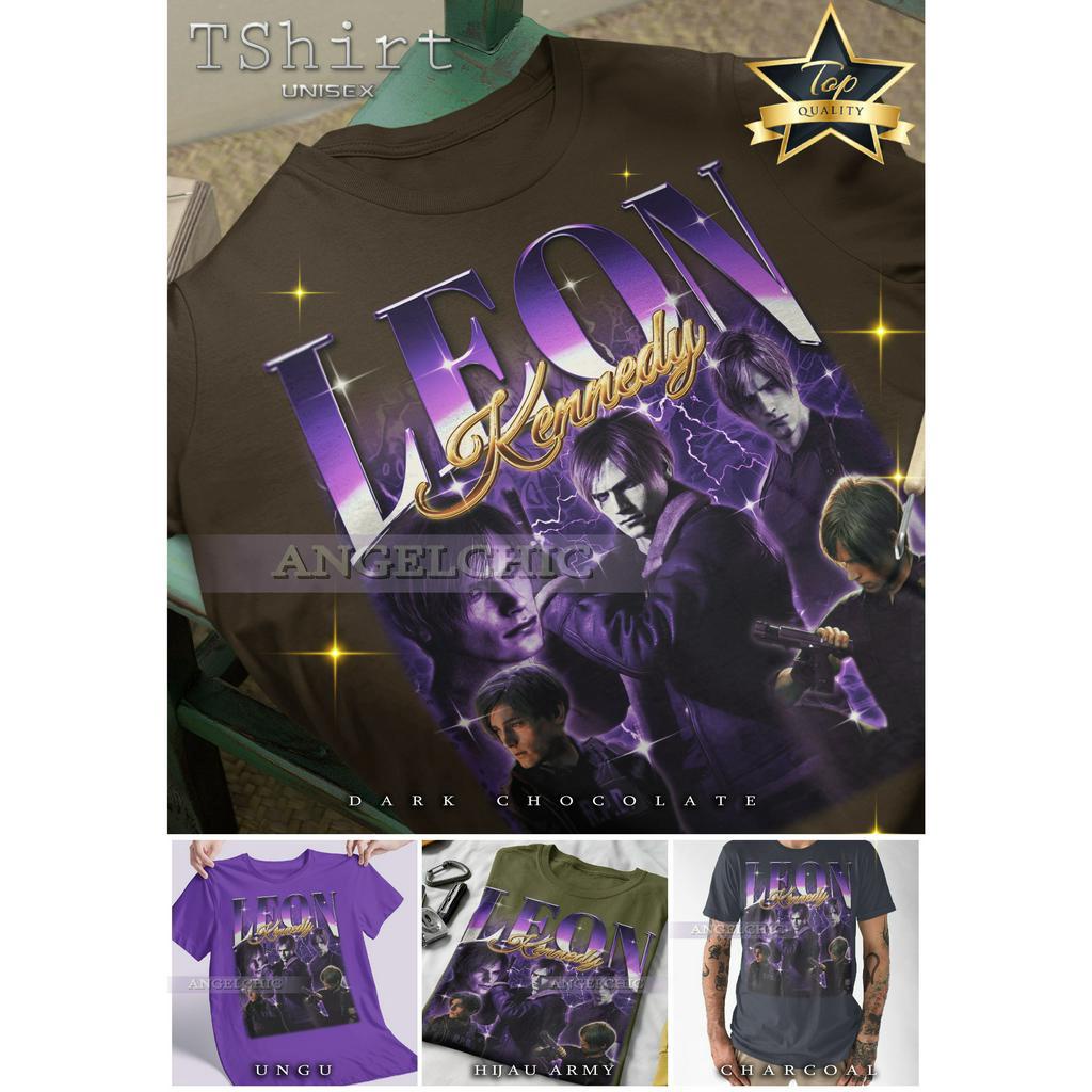 BAJU LEON RESIDENT EVIL Unisex Bootleg Tee Kaos Premium Vintage Retro