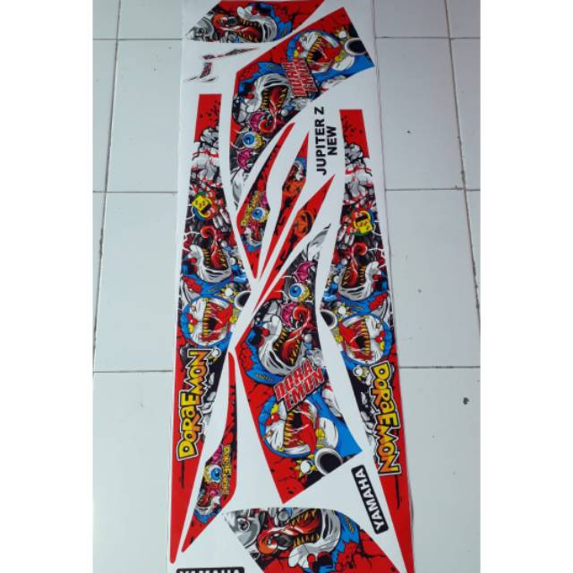 Striping sticker variasi jupiter z1 new doraemon zombie merah