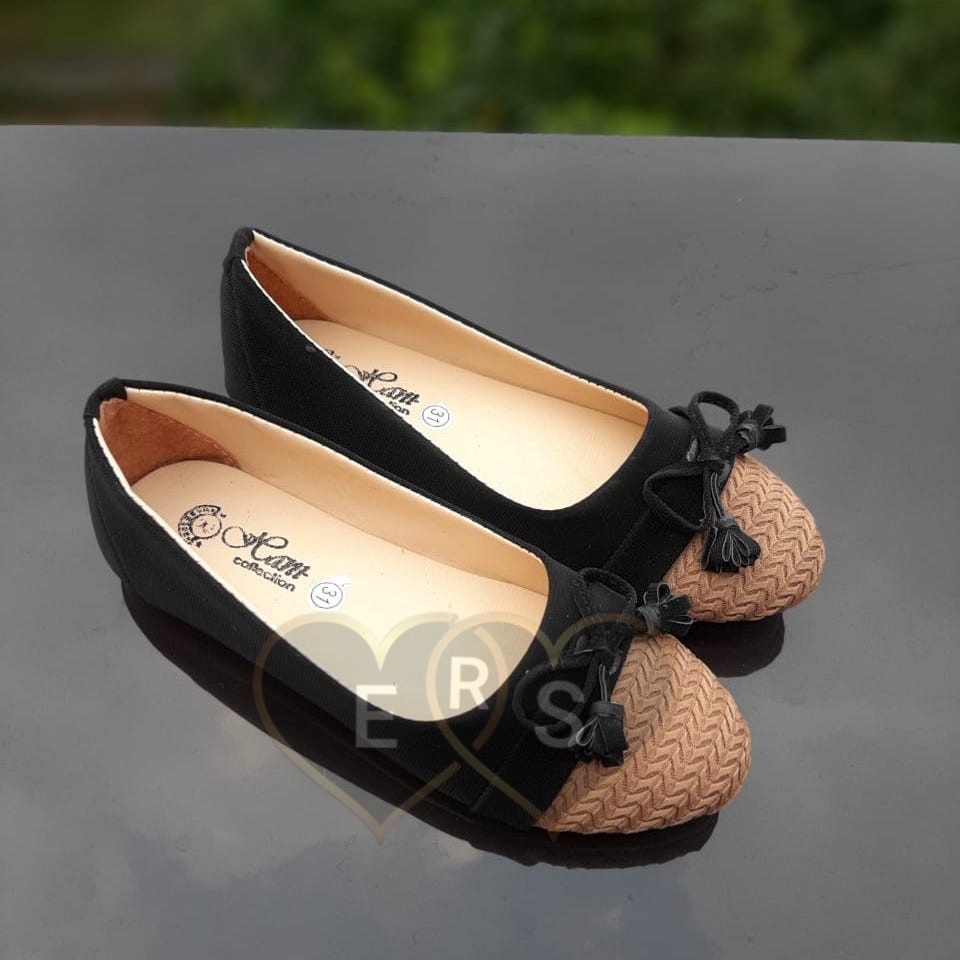 TOKOERS SBA03 31-35 Sepatu Balet, Flatshoes Anak Perempuan Umur 7 8 9 10 thn - Motif Pita Rajut