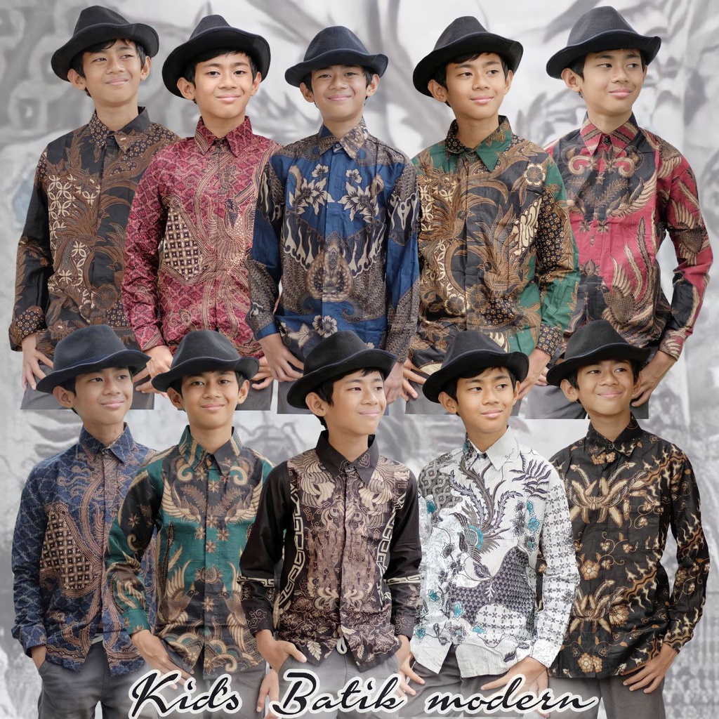 Baju Kemeja Batik Anak Lengan Panjang Laki Laki Cowok Cowok Murah Umur 2-13 Tahun Modern Terbar-Batik anak laki laki