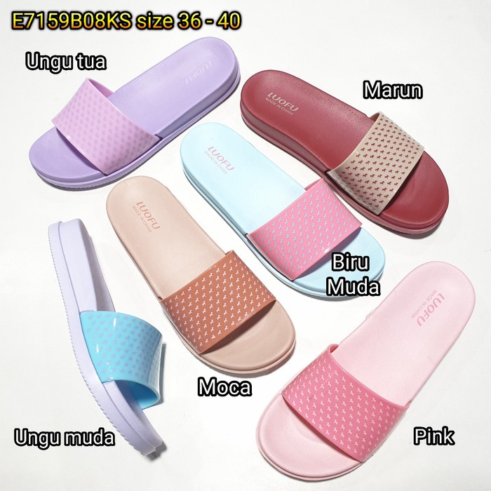 jelly sandal wanita slop luofu karet import E7159B08KS