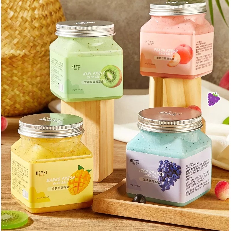 HEYXI Krim Scrub Tubuh Dan Wajah Garam 350G Bath Salt Fresh Wangi Aroma Buah Scrub