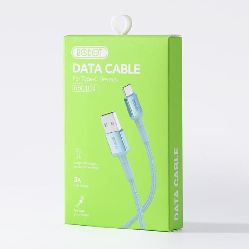 (ROBOT R-SC BLUE) KABEL DATA TYPE C FAST CHARGING 3A COLORFUL BLUE ALUMUNIUM ALLOY CABLE USB TYPE C