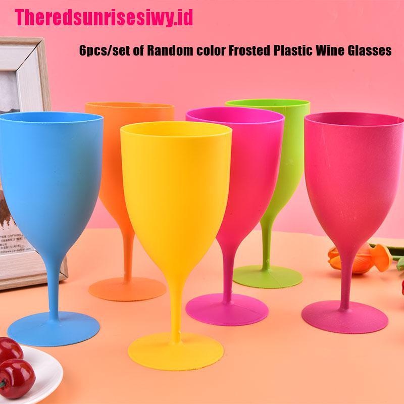 6 Pcs / set Gelas Wine Cocktail Champagne Goblet Bahan Plastik Buram Untuk Pesta Bar