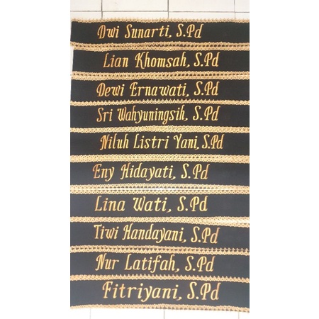 selempang wisuda renda shas wisuda selempang nama bordir( sehari jadi)