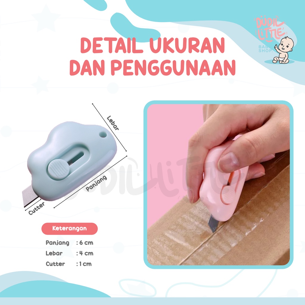 Cutter Mini Bentuk Awan Pisau Pemotong Mini Lucu Cutter Kertas Ukuran Mini Cutter Bentuk Karakter Awan Warna Pastel