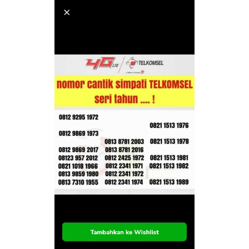 No Cantik Kartu Perdana Simpati 4G Seri Tahun Kelahiran Nomer Nomor Cantik Kartu Telkomsel