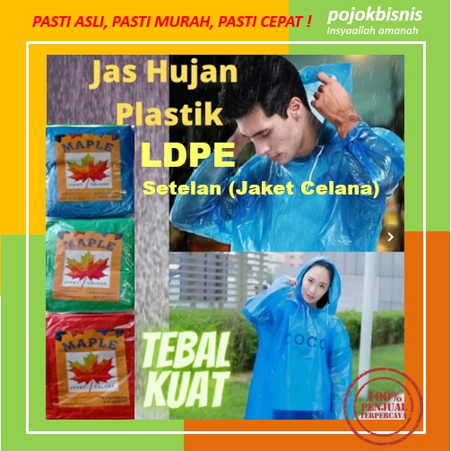 JAS HUJAN PLASTIK PONCO SETELAN / JAS HUJAN MOTIF GROSIR /  POLKADOT PONCO HDPE JOPE / JAS HUJAN PON