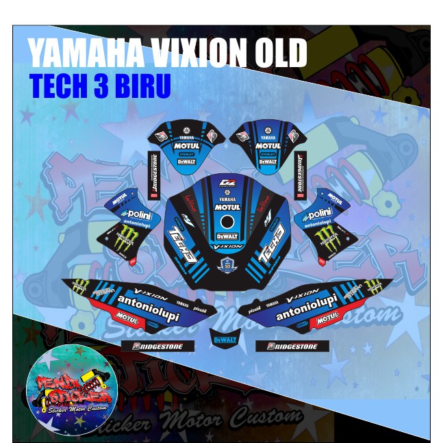 DECAL STICKER YAMAHA VIXION TECH 3 BIRU