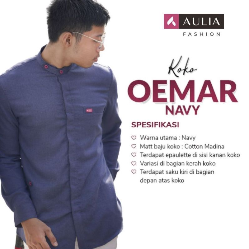 AULIA FASHION Koko OEMAR NAVY Busana Muslim Branded Original Pakaian Pria Ori