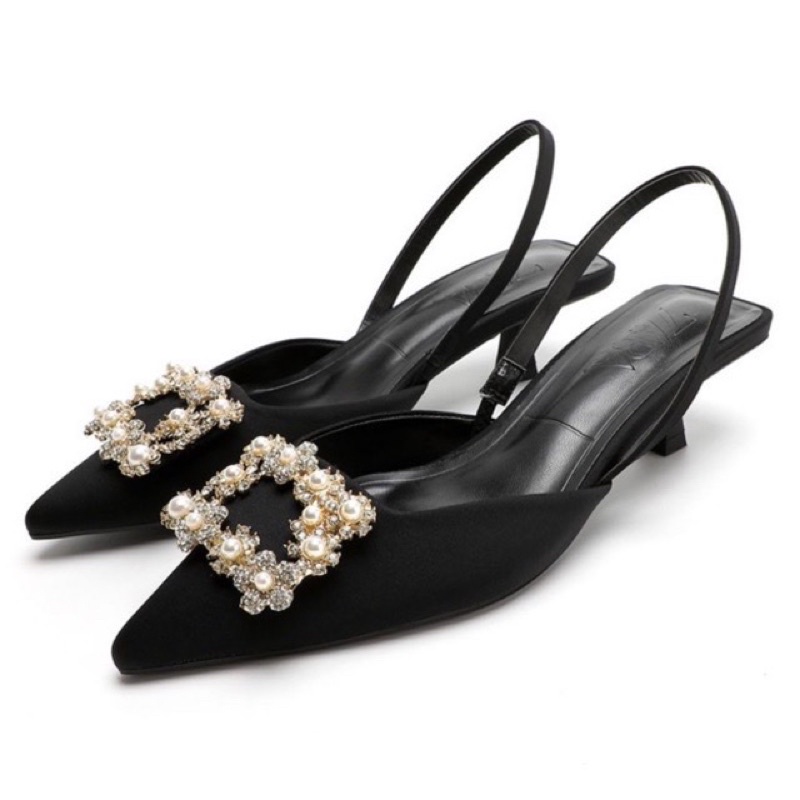 [7.7 Boombastis Sale⚡] - SEPATU WANITA SATIN ZS421 SHIMERY KITTEN HEELS PREMIUM IMPORT