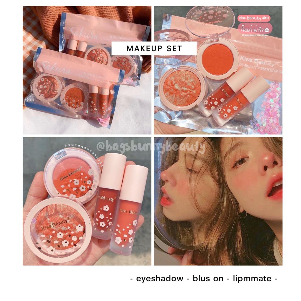 KISS BEAUTY SAKURA MAKE UP SET THAILAND 4 IN 1