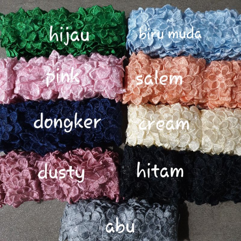 Renda Bordir Organdi Tumpuk per 4,5 m
