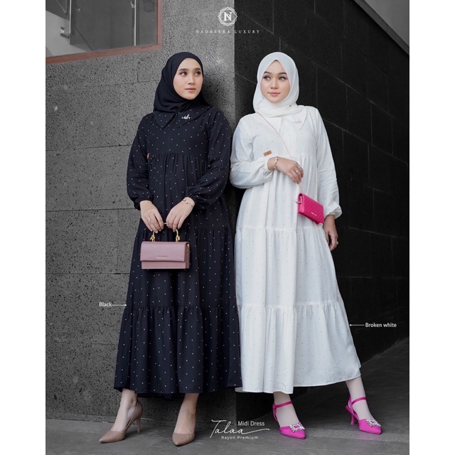 TALA MIDI DRESS POLKADOT BY NADHEERA LUXURY