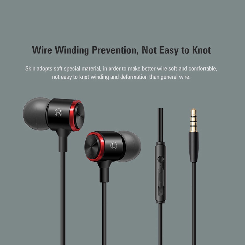 Xnyocn S320 Headset Earphone In-Ear Bass Stereo HIFI Kabel 3.5MM Bahan Metal Dengan Mic Untuk Xiaomi / Samsung / Huawei