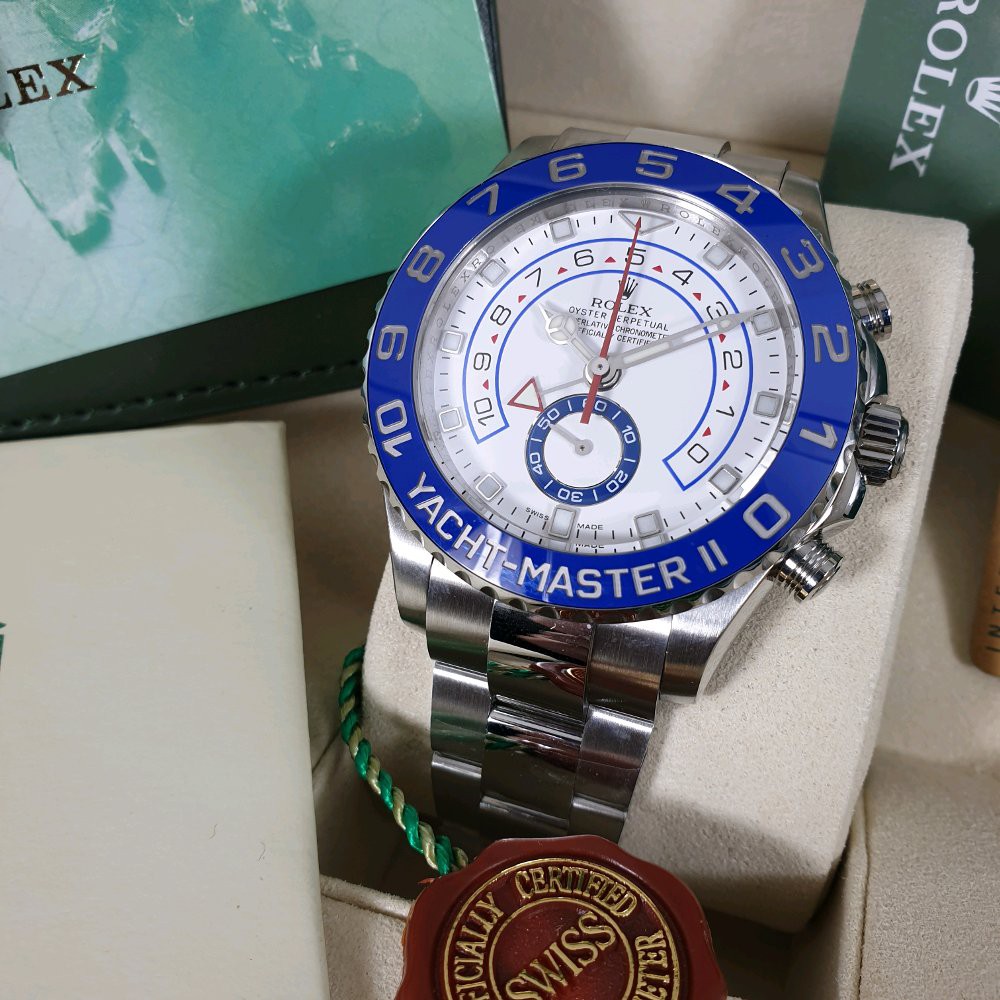 Jam Tangan Pria Rolex Yacht Master II silver blue 43mm Swissclone
