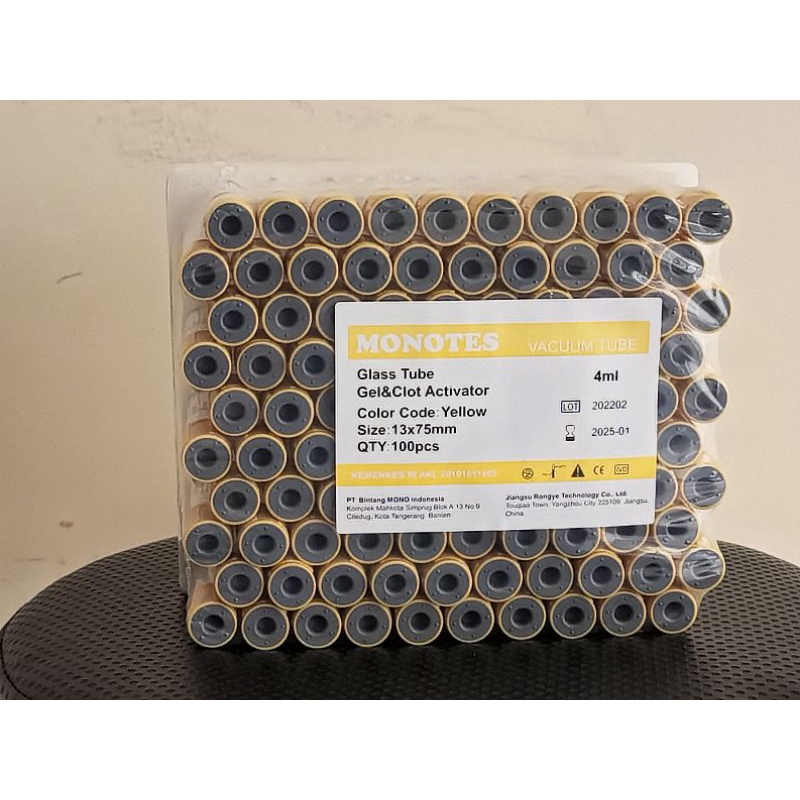 Glass Tube Gel & Clot activator 4ml | vacuum blood colletion Tube MONOTES tabung darah