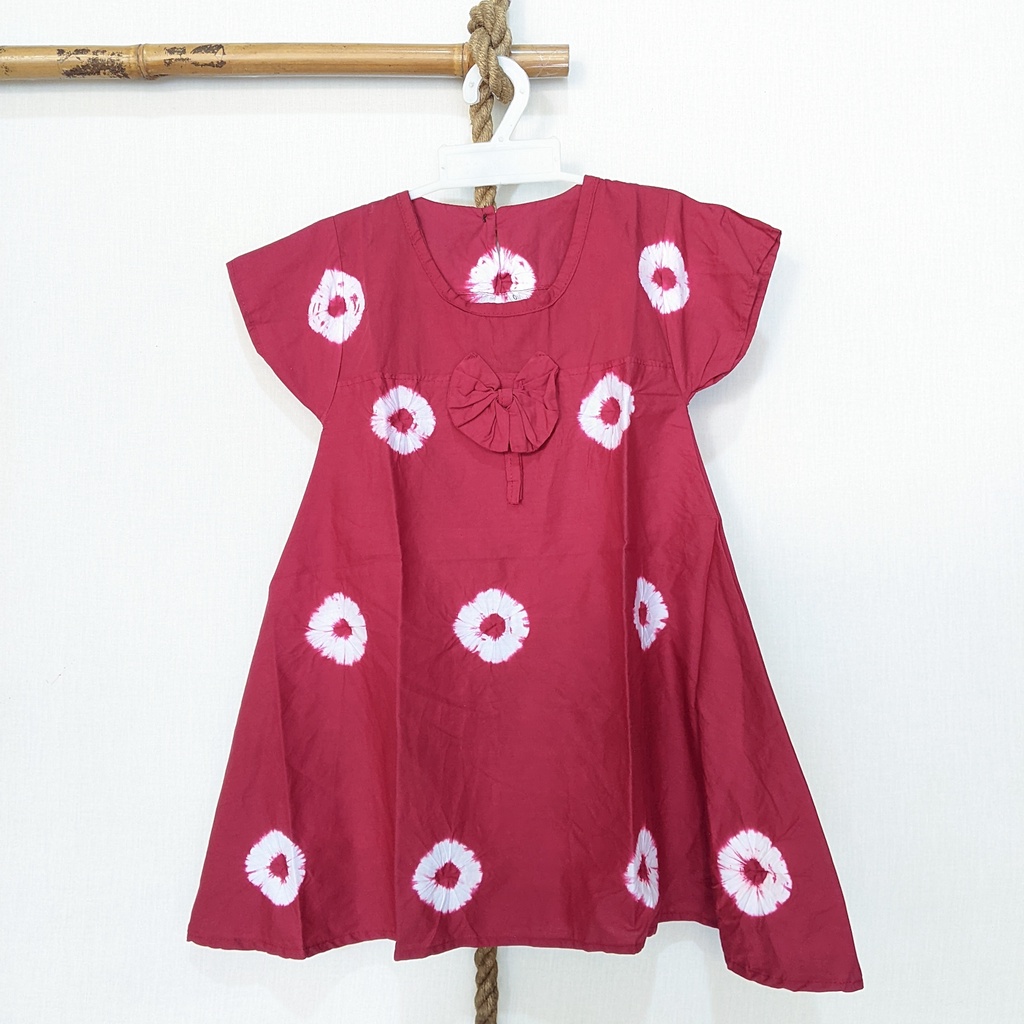 Daster Anak Shibori Jumputan Handmade Tiedye Mini Dress Shibori Perempuan Jumput Jumputan Tie Dye