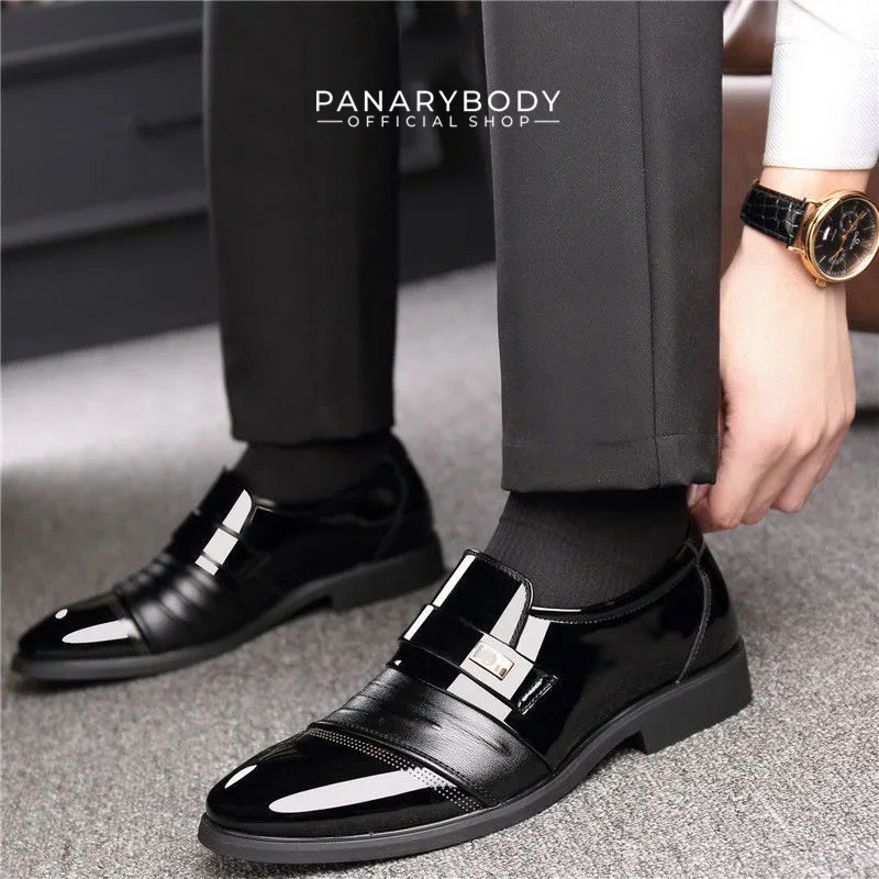 Sepatu Pria Formal Tanpa Tali Sepatu Oxfords Men Shoes Pantofel Hitam Pria pantopel