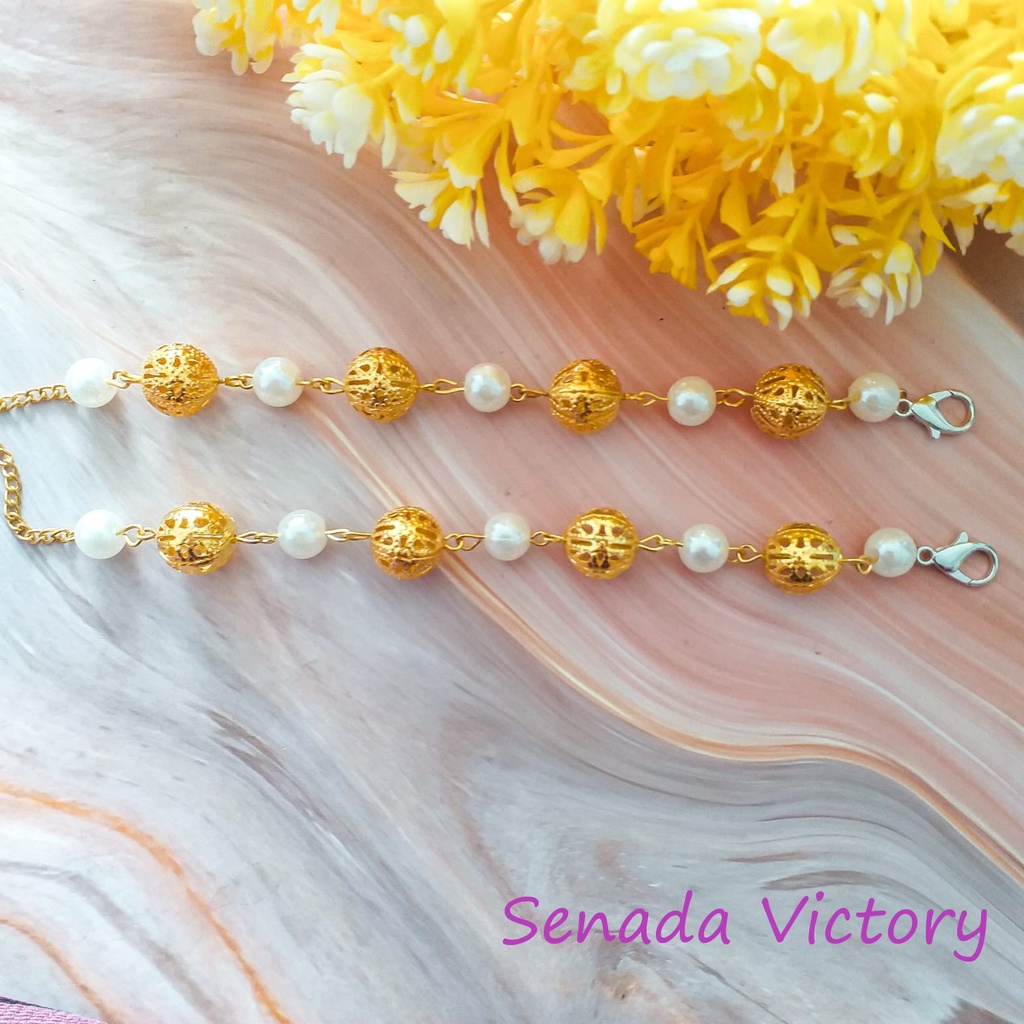 Senada Victory Tali Strap Masker Mutiara Bola jaring Cantik SVM003