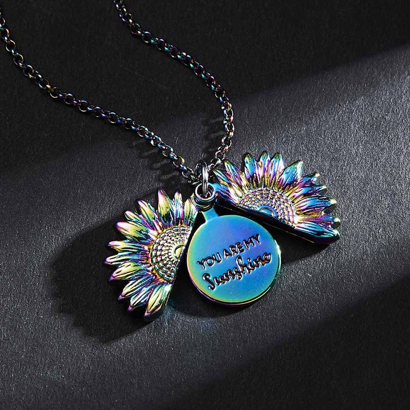 You are my sunshine Sunflower Open Locket Pendant Chain Necklace Christmas Gift