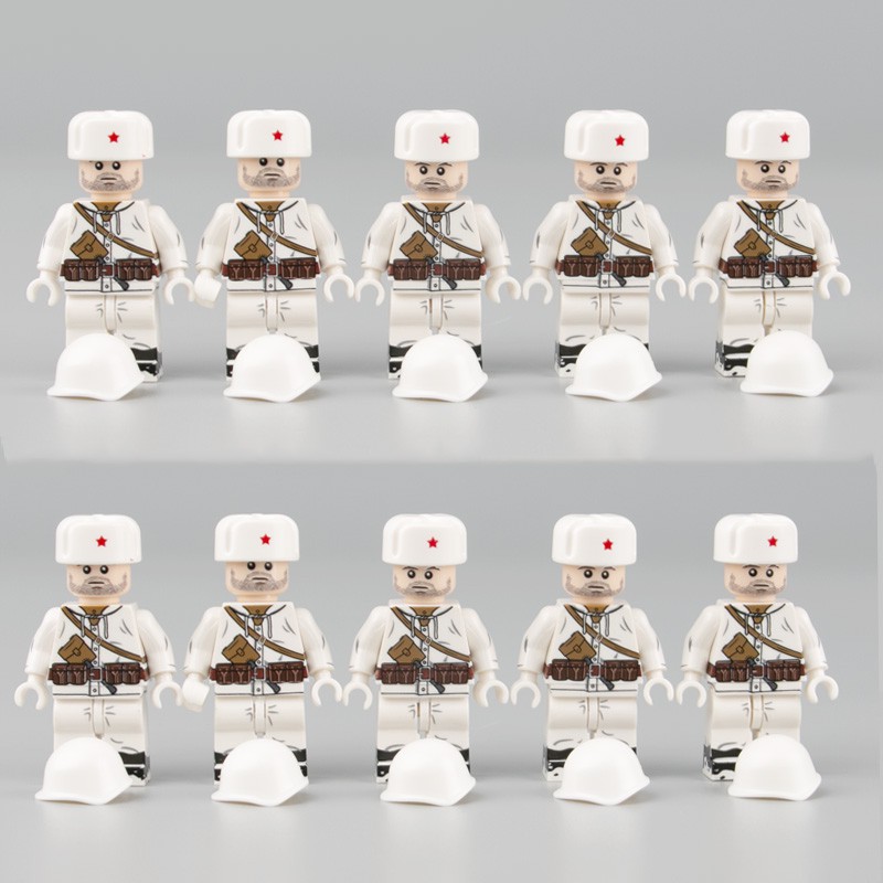Mainan Lego World War II Soldier Snow Soviet Soldiers Russia Mini Figures Military Army Gun Weapons