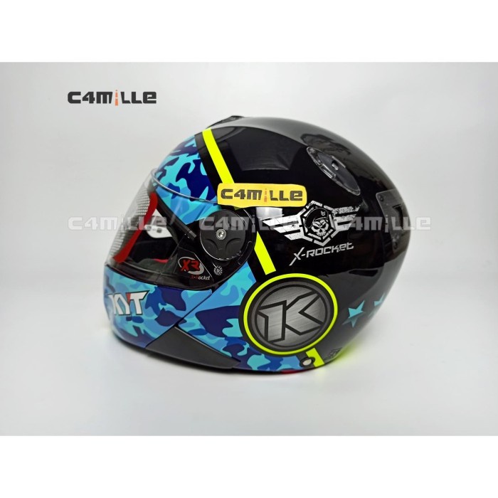 HELM KYT X ROCKET #3 BLACK BLUE FULL FACE XROCKET