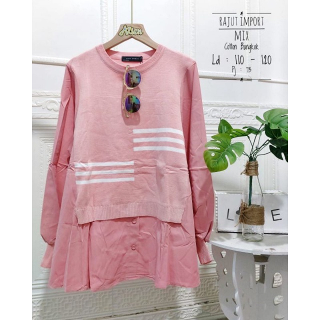Atasan wanita bahan rajut import mix katun Bangkok ukuran allsize ld 110-120