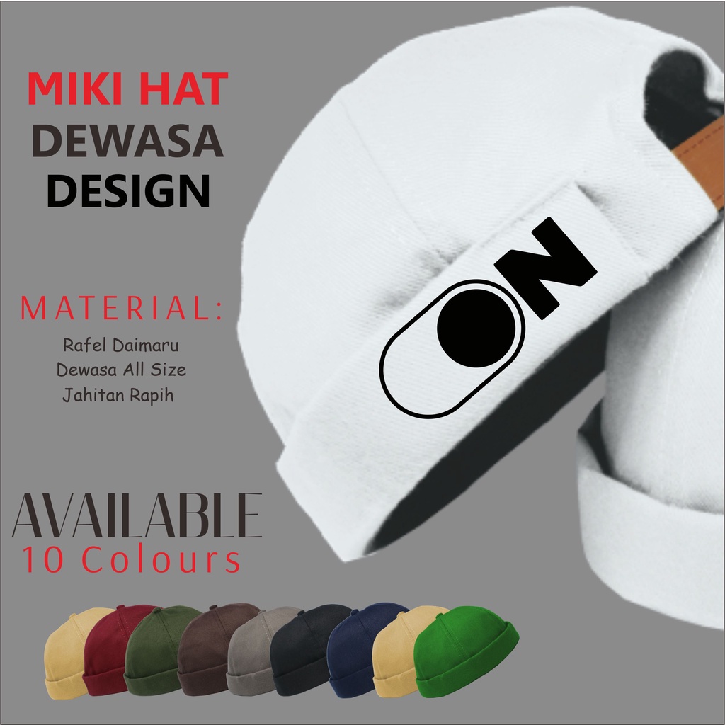 Topi Miki Hat Pria Peci Dewasa Distro Premium Logo On Kopyah Bulat Kopiah UAS Mikihat Polos Fashion 