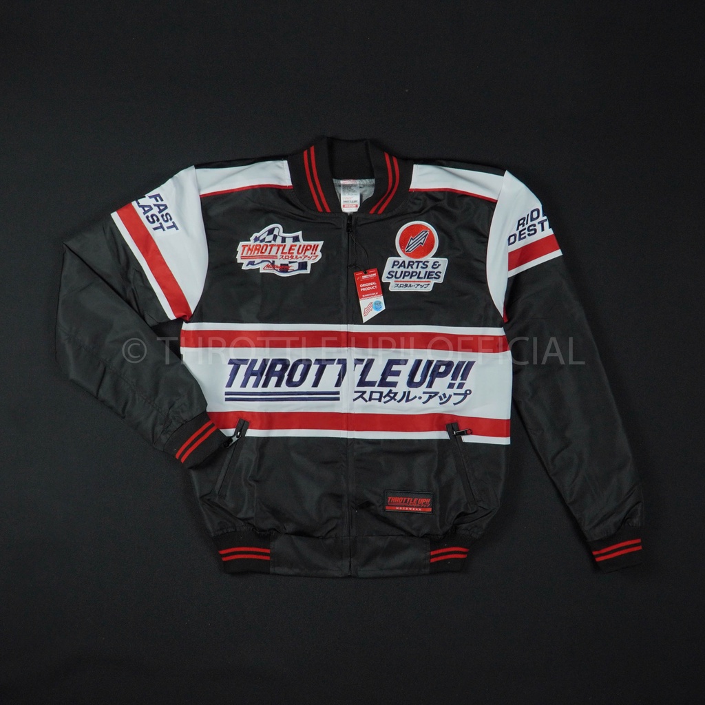 Jaket Speed Legend Varsity White Black - THROTTLE UP!!