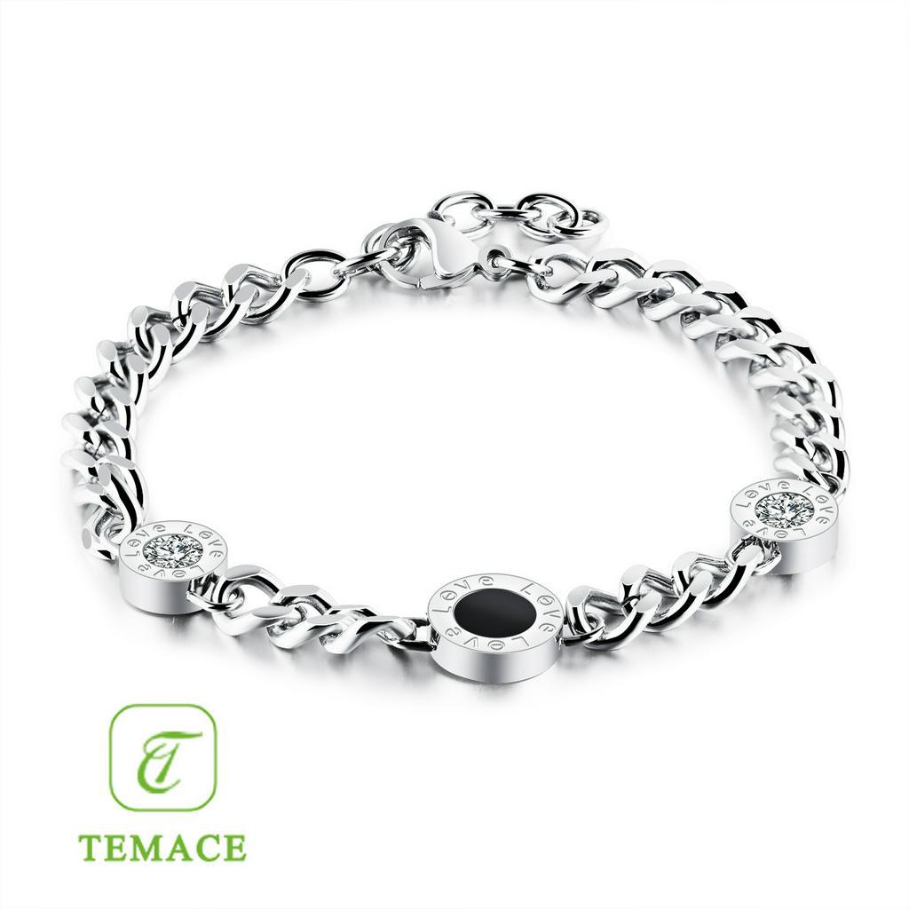 Gelang Titanium Berlapis Emas Kubus Wanita Anti Karat dan tidak luntur Perhiasan Korea