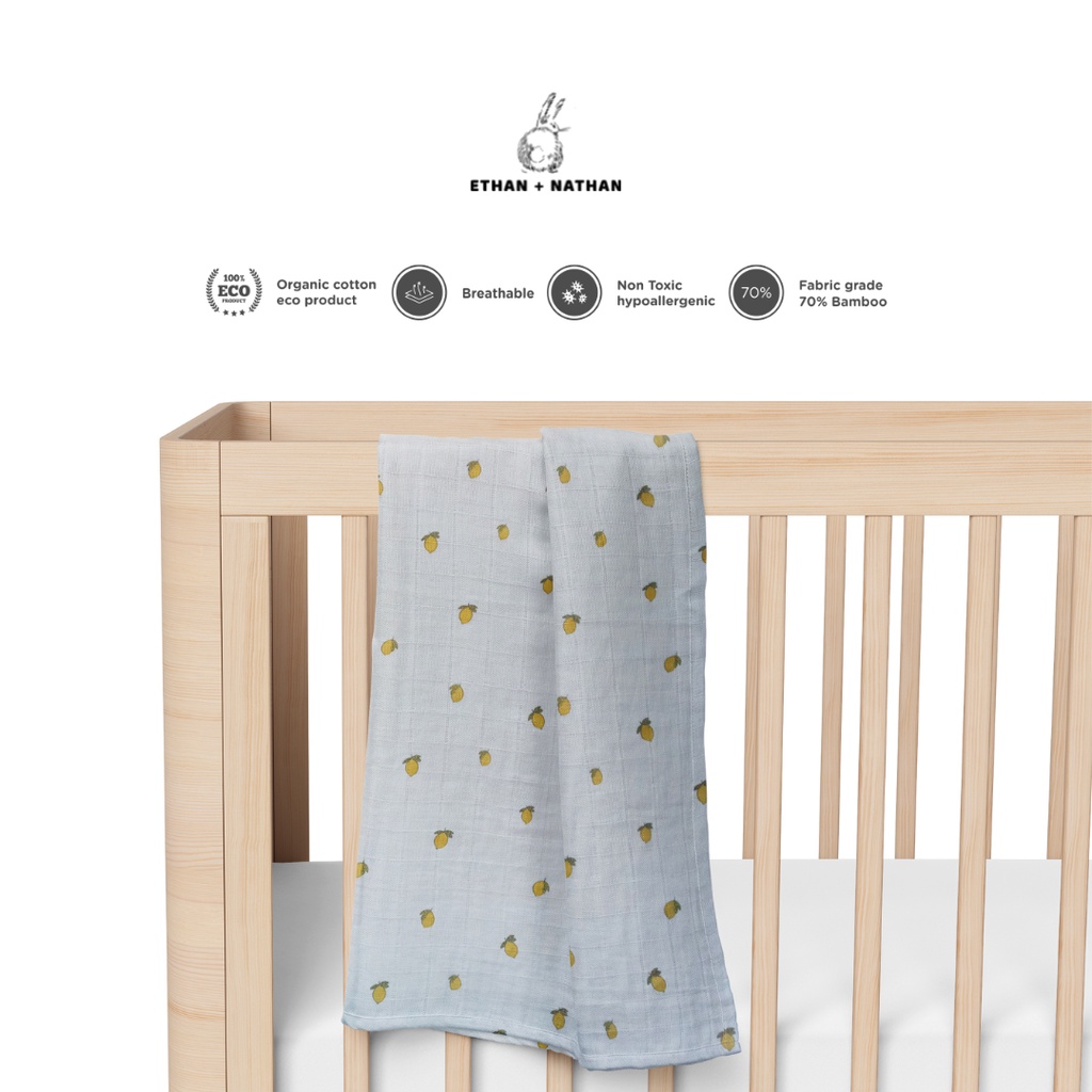 Ethan + Nathan Swaddle Blanket / Bedong Bayi Pattern - Lemon