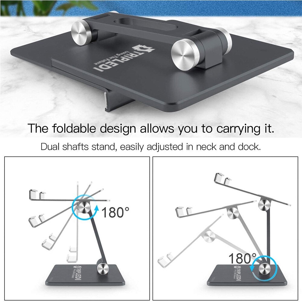 Stand Holder iPad Tablet Dudukan HP iPhone Android TRIPLEDI Desktop POS Meja Kasir Aluminium