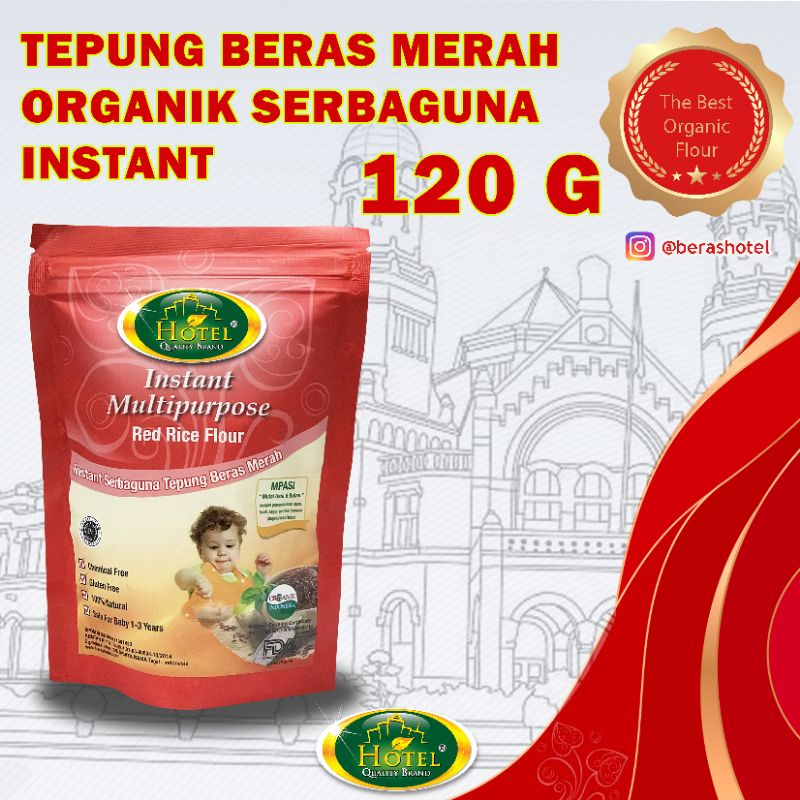 

Tepung Beras Merah HOTEL Organik Instant 120 gr - Instant Tepung Organik Beras Merah - HOTEL Tepung Merah Organik 120 gr - MPASI Tepung Instant Merah