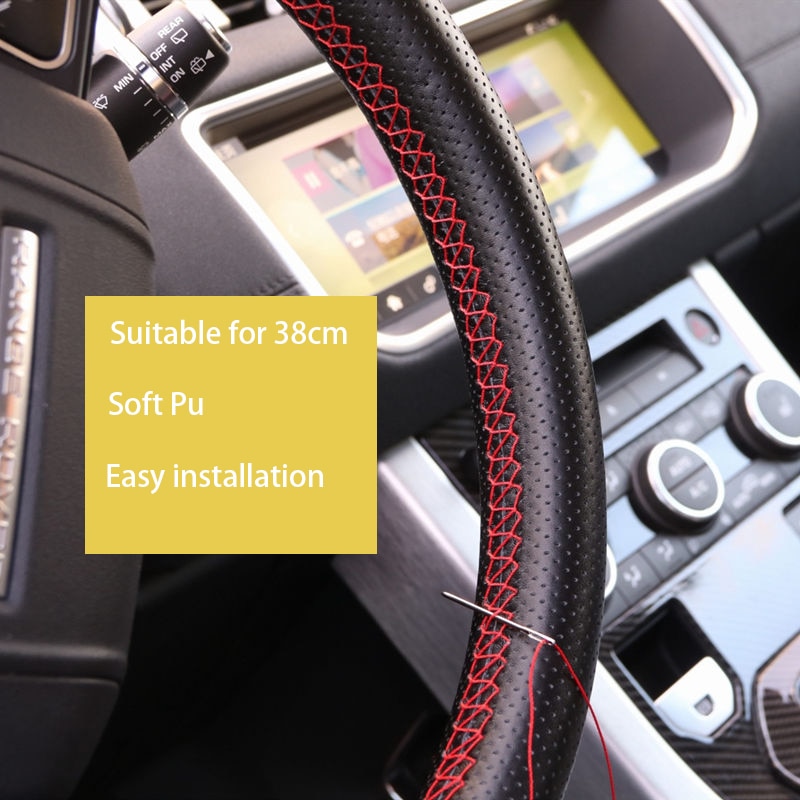 Steering Wheel Soft Auto Car Steering Wheel Cover Dengan Jarum Dan Benang Buatan Kulit Penutup Tekstur Styling Mobil