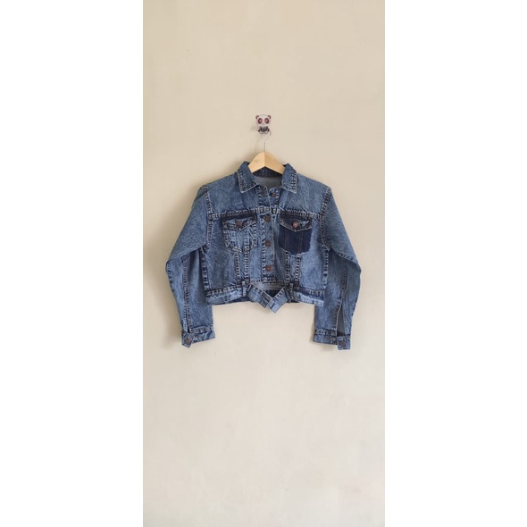 SNOWANSH JAKET JEANS CROP WANITA SAKU BELANG