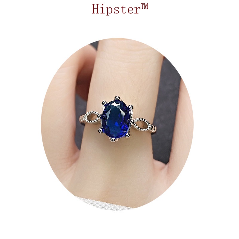 New Arrival Hot Sale Classic Fashion Temperament Inlaid Platinum Blue Crystal Ring