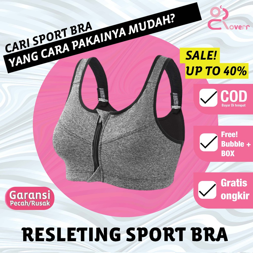 GS2 Sport Bra BH Senam Yoga BH GYM Fitness Olahraga Bra Zipper Resleting Depan Pakaian Dalam Wanita