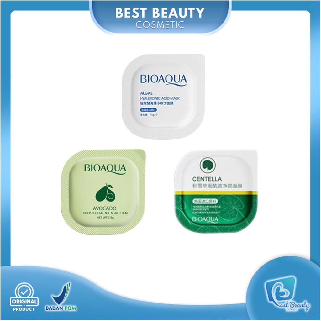 ★ BB ★  BIOAQUA Face Mask centella asiatica/Hyaluronic acid/Avocado deep clean mud mask Pudding masker wajah - BIO AQUA 【BPOM】