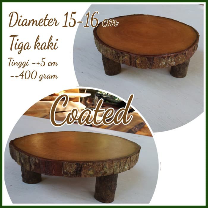 Tatakan talenan kayu kaki tiga 15-16 cm wood coasters chooping board