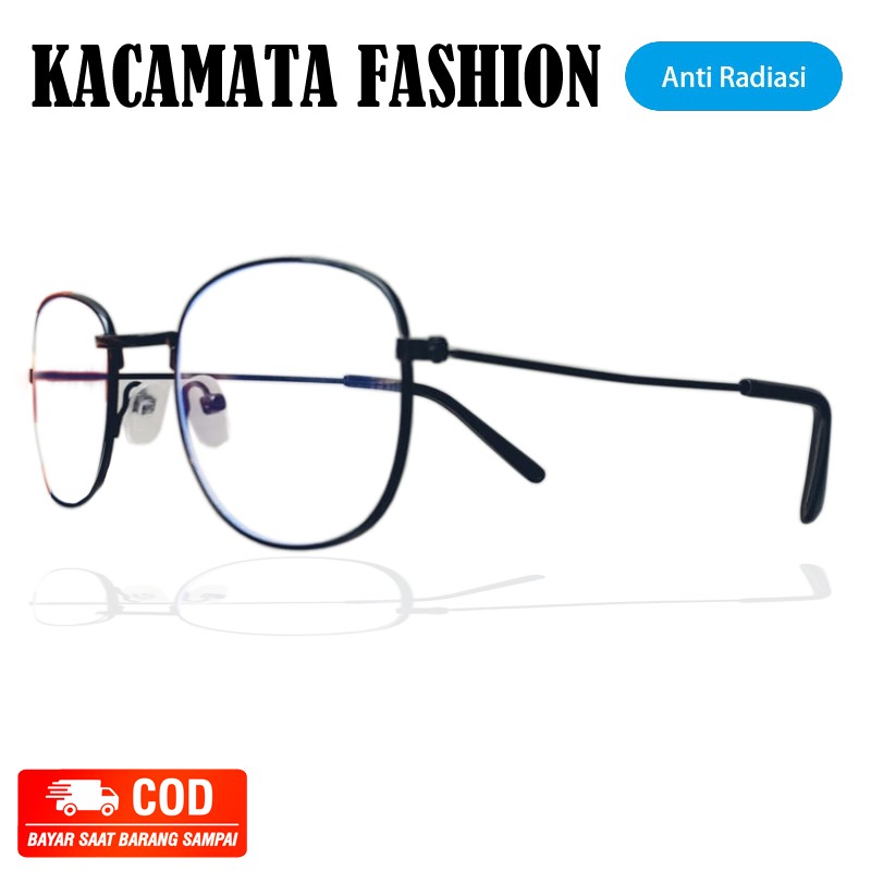 COD Kacamata Fashion Gaya Normal Antiradiasi Pria Wanita Kacamata Model Kotak Oval Kaca mata Gaya