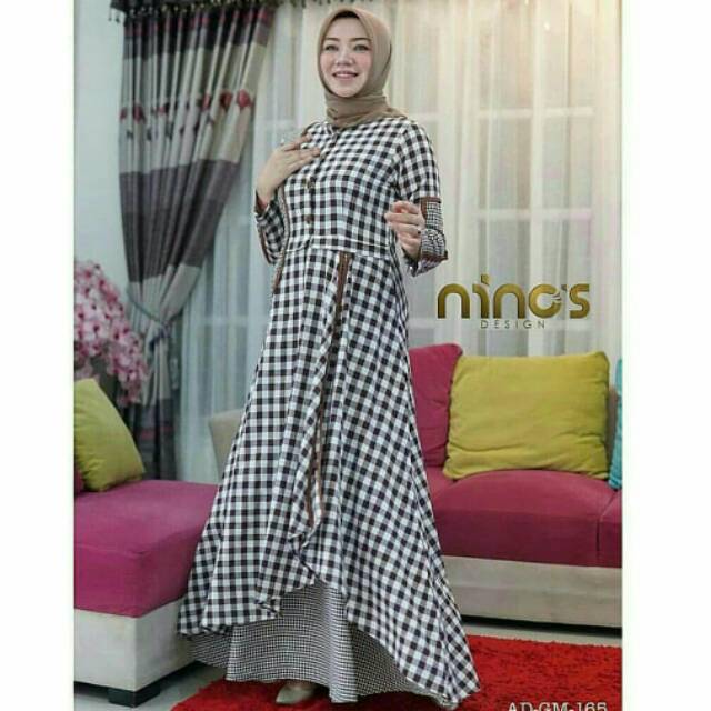 MAXI HASANAH MAXI DRESS MUSLIM GAMIS KOTAK SIMPLE FASHION MUSLIM WANITA MURAH KEKINIAN GAMIS SANTAI