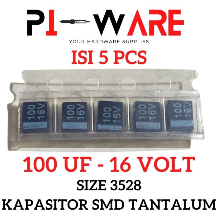 Isi 5 Pcs SMD Kapasitor Tantalum Capacitor 100uF 100 uF 16V 16 Volt