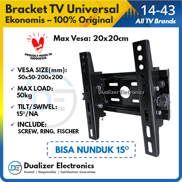 Bracket TV LED 17 19 20 21 24 25 28 32 40 42 43 Inch Universal Kokoh Bisa Nunduk Semua Merk TV