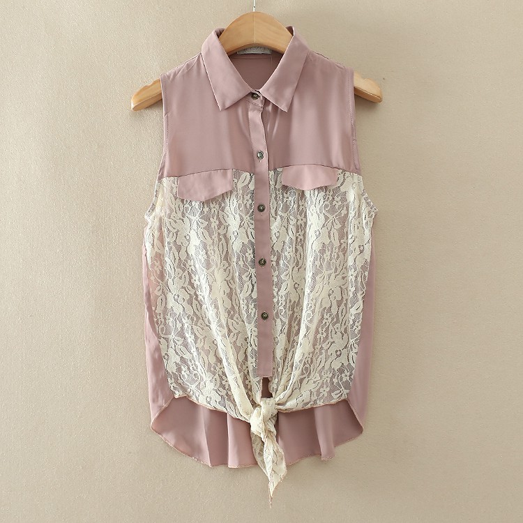 KE10 kemeja korea import big size summer sleeveless sweet lace chiffon