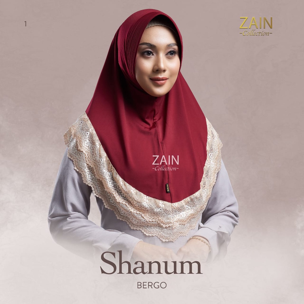Jilbab Instan Bergo Shanum Ori Zain Collection-MAROON