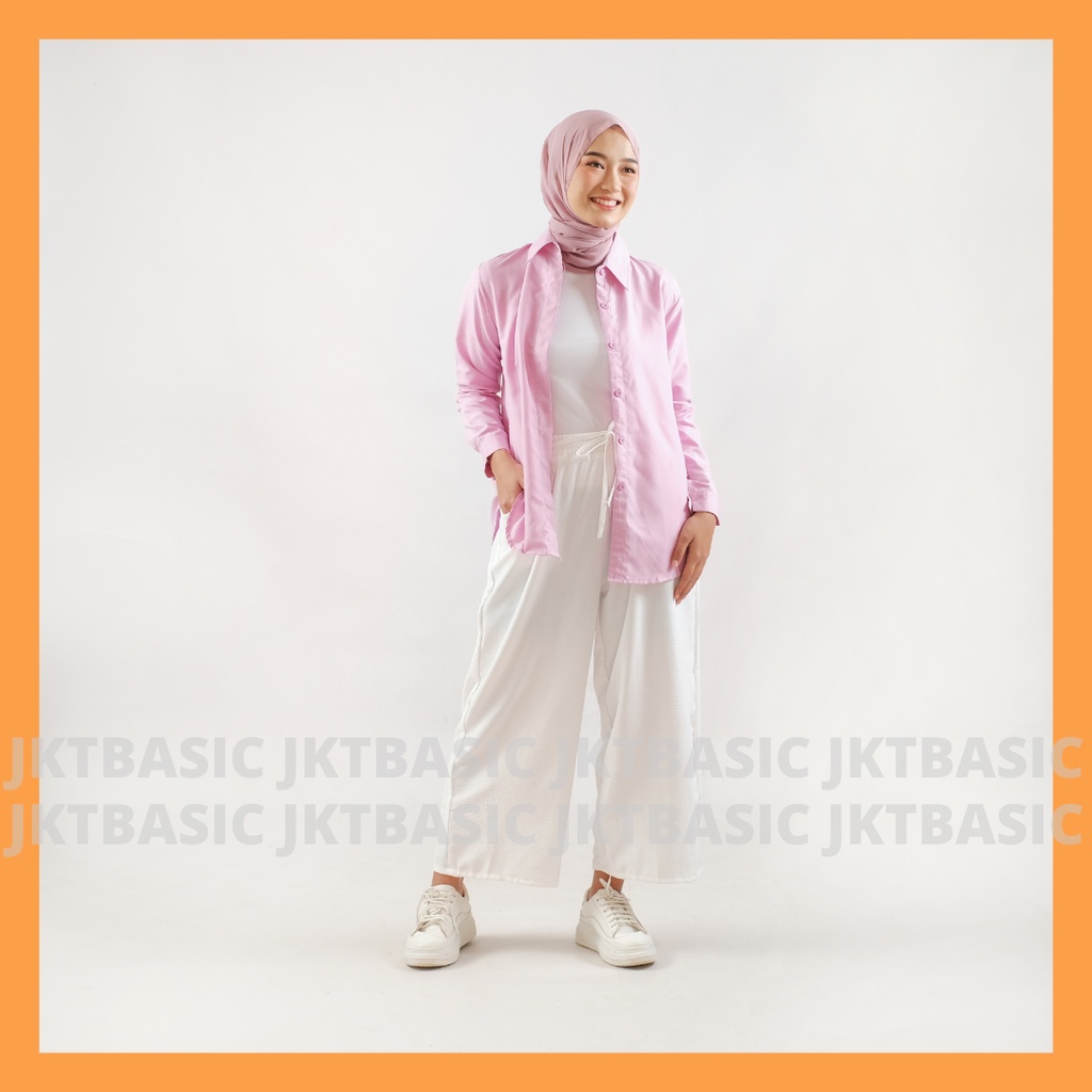 Kulot Highwaist Jumbo Crinkle Airflow Putih Big Size Loose Bahan Jatuh