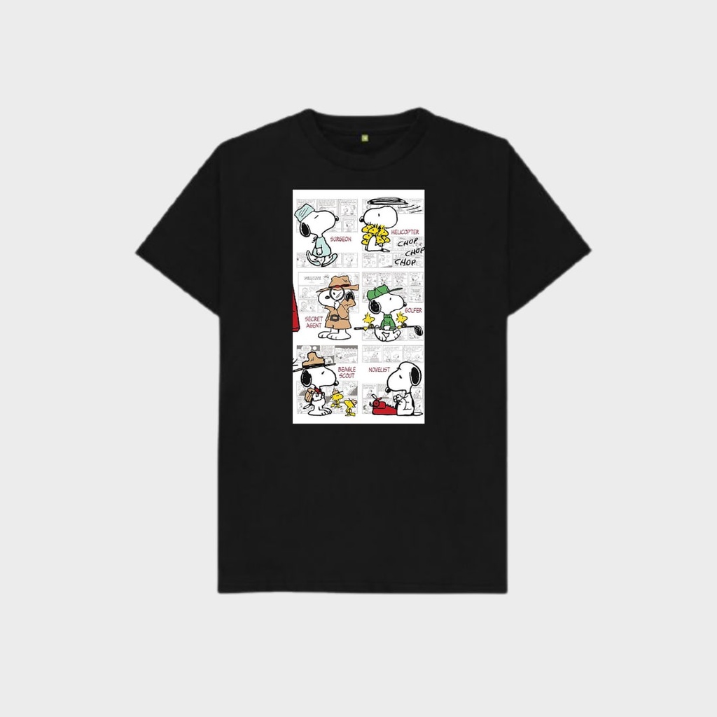 Clothing May - Kaos Snoopy II Kaos Koas Dewasa Anak Karater Distro Kekinin T Shirt Tshirt T-Shirt Premium Murah Unisex Wanita Perempuan Pria Laki-Laki Cowok Cewek Bahan Cotton Combed 30S Katun Kombed Sablon Dtf Murah Premium Oversize Kaus Oblong